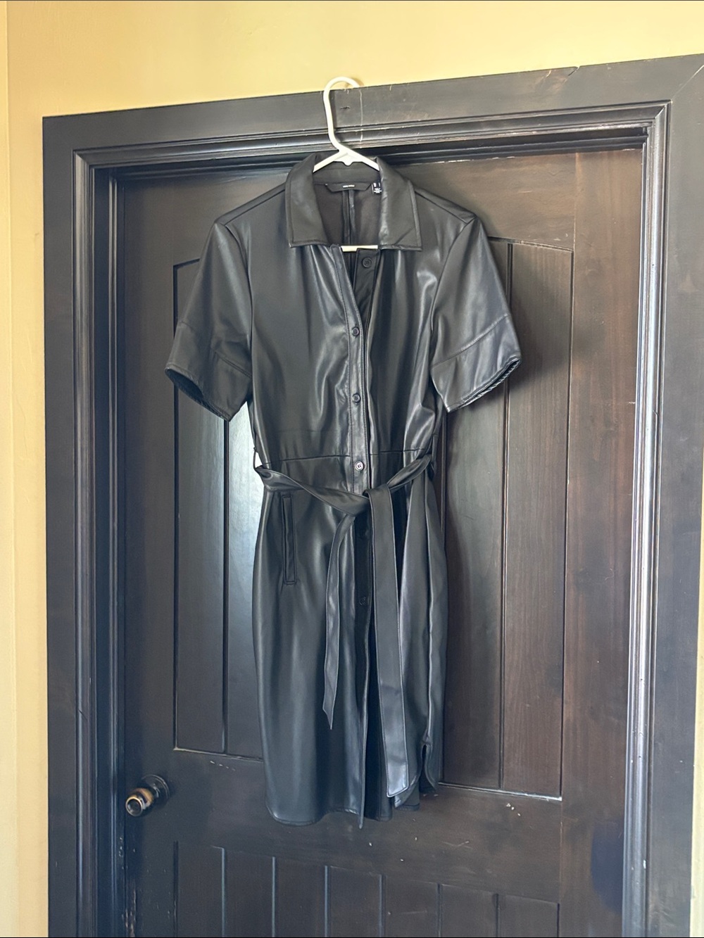 Vero Moda Black Faux Leather Mini Shirt Dress